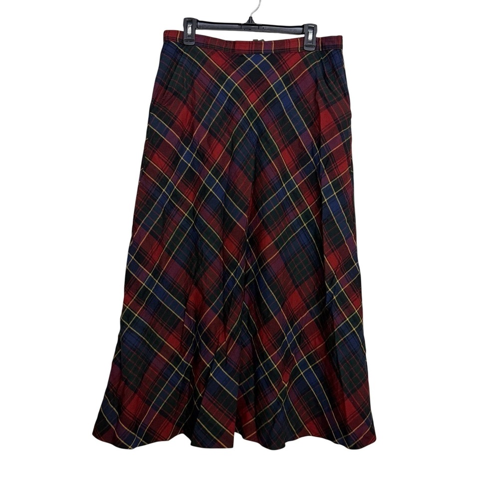 Vintage Lauren Ralph Lauren Wool Tartan Plaid Maxi Skirt Sz 16 Preppy‎ Old Money